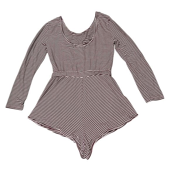 Free People Beach Striped Romper Burgundy White Size S - Picture 5 of 7